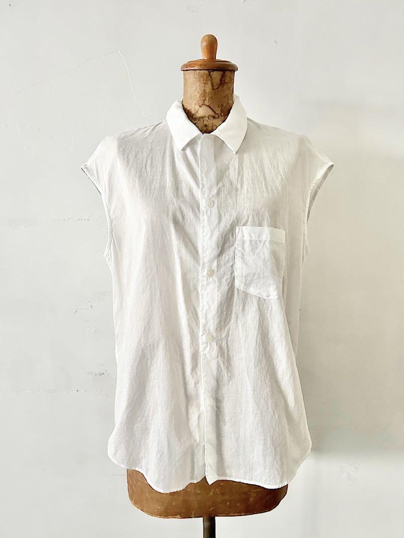 【美品】ゴーシュ　80/1ローン・ダイ　フレンチスリーブシャツ　白 美品】ゴーシュ 80/1ローン・ダイ フレンチスリーブシャツ 白