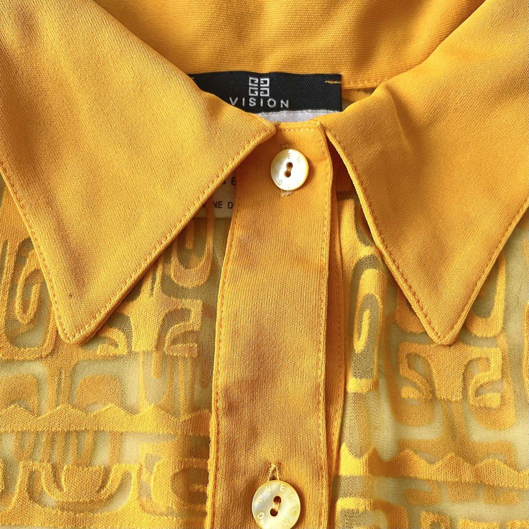希少 GIVENCHY ジバンシー シャツ ブラウス ロゴ レディース 黄色 希少 GIVENCHY ジバンシー シャツ ブラウス ロゴ レディース