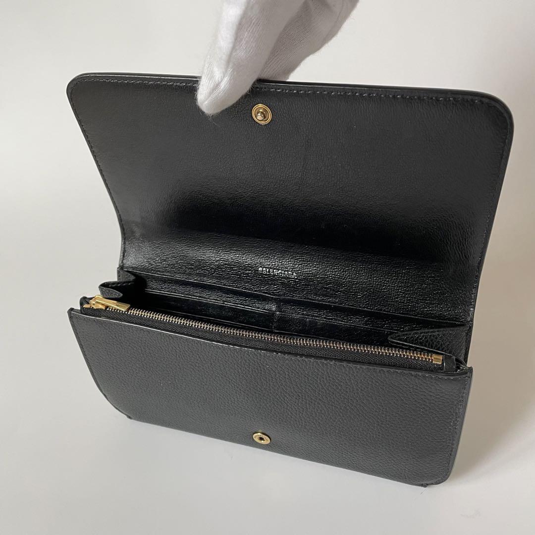 極美品】バレンシアガ 長財布 コンチネンタル フラップ シボ革