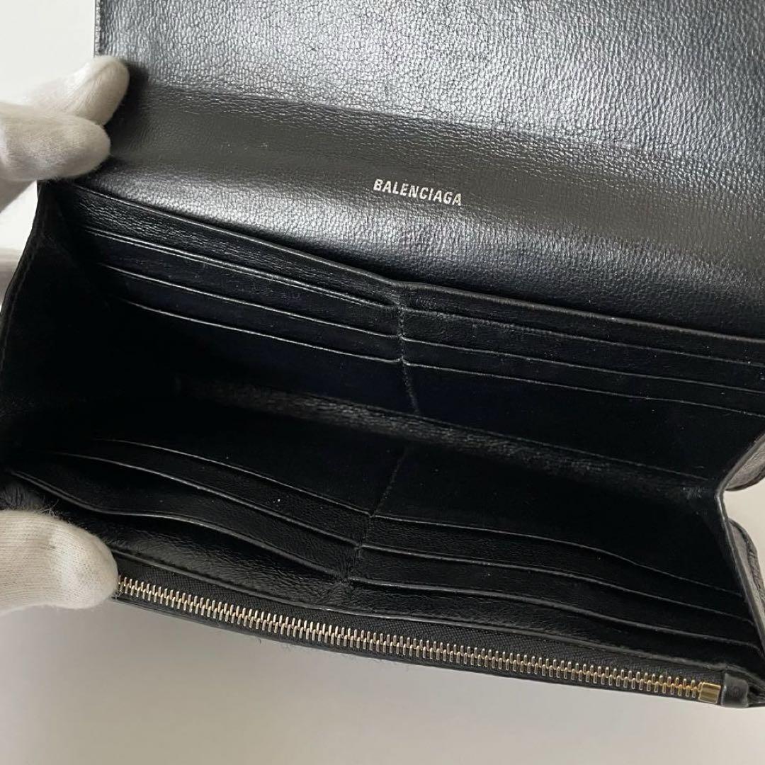 極美品】バレンシアガ 長財布 コンチネンタル フラップ シボ革