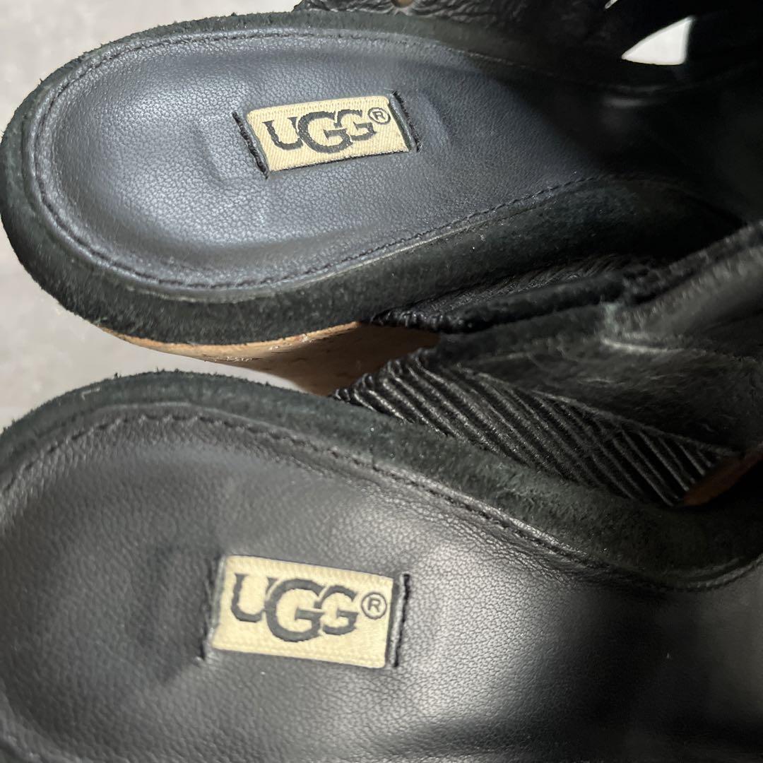 UGG Marta 24cm ウエッジヒール サンダル 編込 スエード 黒 37