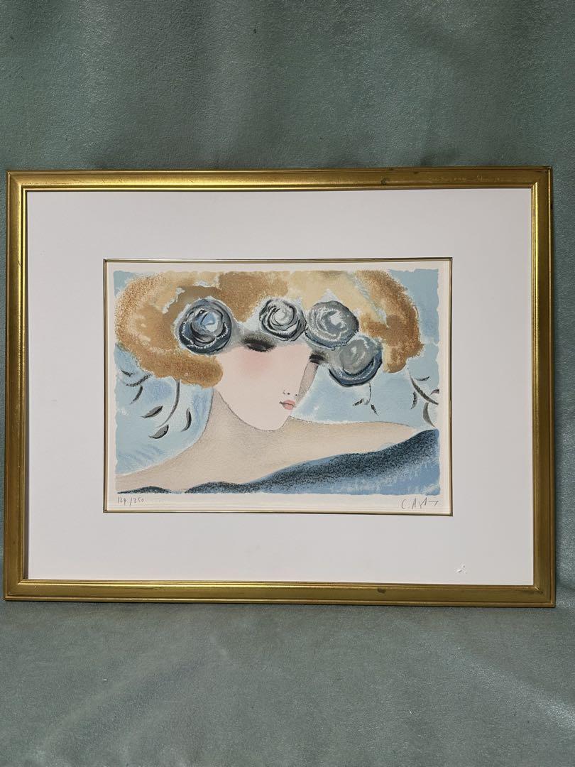 クレール・アステックス 版画リトグラフ 美術品絵画乙女女性ア