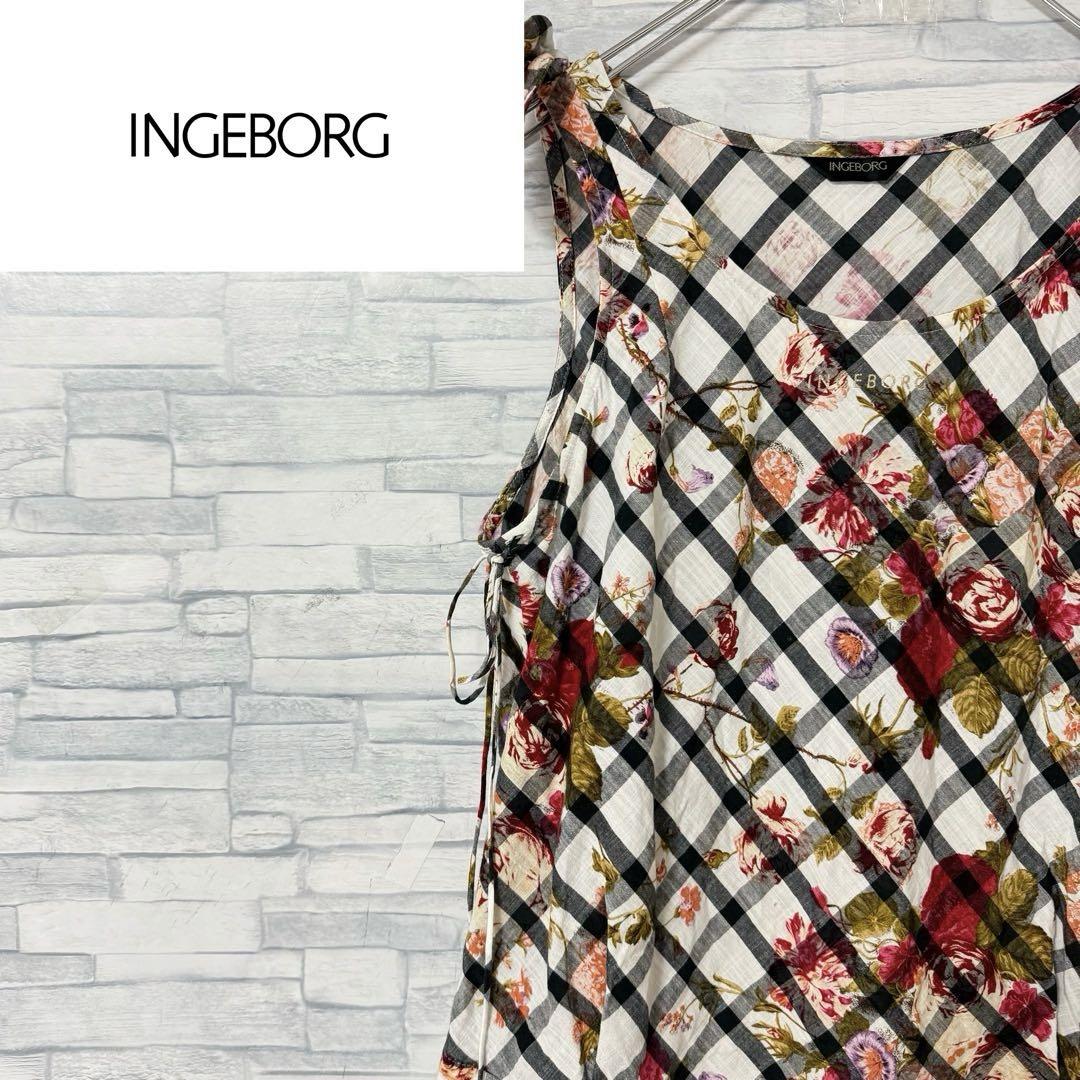 INGEBORG ピンクハウス ロングワンピース 薔薇 バラ M