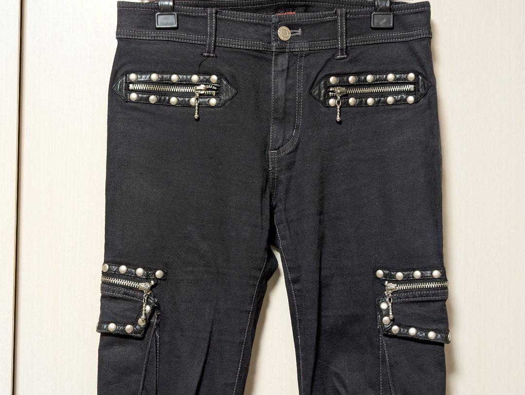 ひ*ん様 【美品】アルゴンキン　ALGONQUINR スタッズ付きパンツ　パンク アルゴンキン ALGONQUINS スタッズ付き サイドアップ デニム