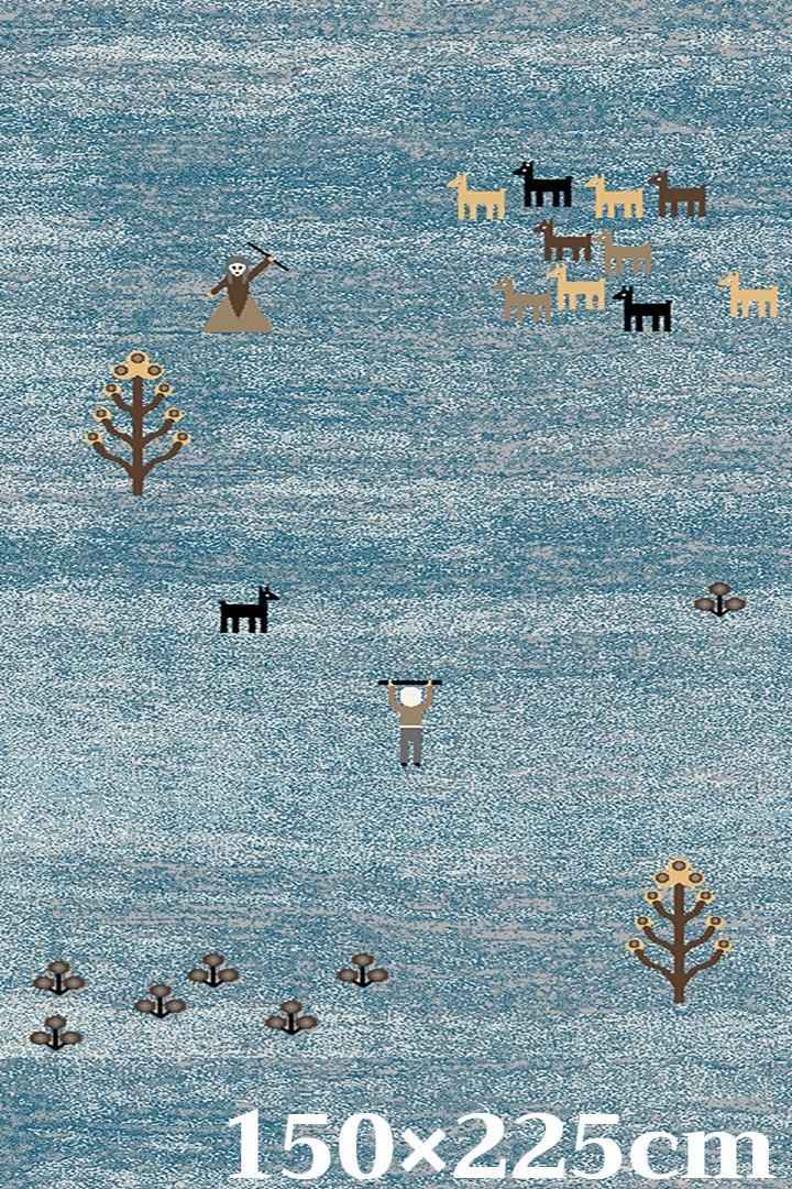 ふっかり！ウィルトン織 ギャッベ柄 高密度ラグ 150×225cm-72001