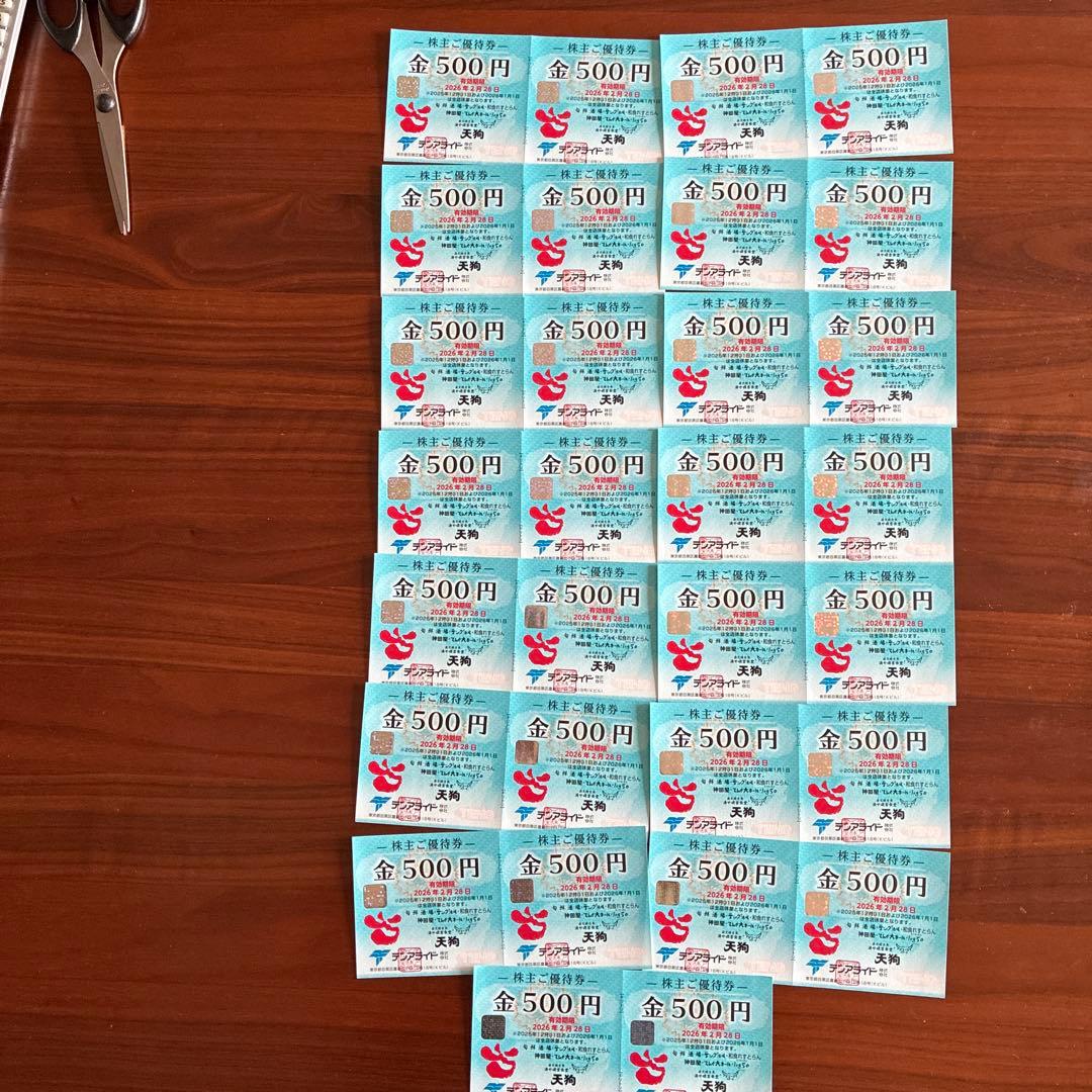 天狗　テンアライド　株主優待券 500円券 30枚 15000円