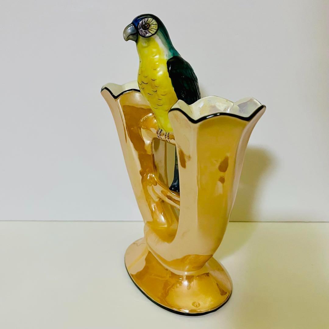 【オールドノリタケ/鳥/二輪挿し/花瓶】アールデコ/ラスター彩/フラワーベース オールドノリタケ/鳥/二輪挿し/花瓶】アールデコ/ラスター彩