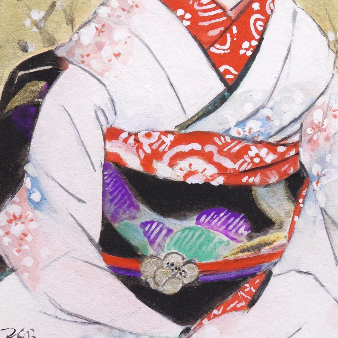 梶原緋佐子 早春 日本画 人物画 共シール 美人画 舞妓 原画 絵画 真作保証 梶原緋佐子 早春 日本画 人物画 共シール 美人画 舞妓 原画 絵画