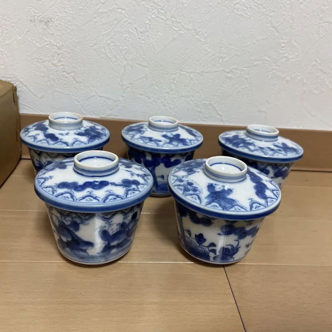 未使用鍋島唐子茶碗蒸し容器5客特選有田焼有田焼鍋島