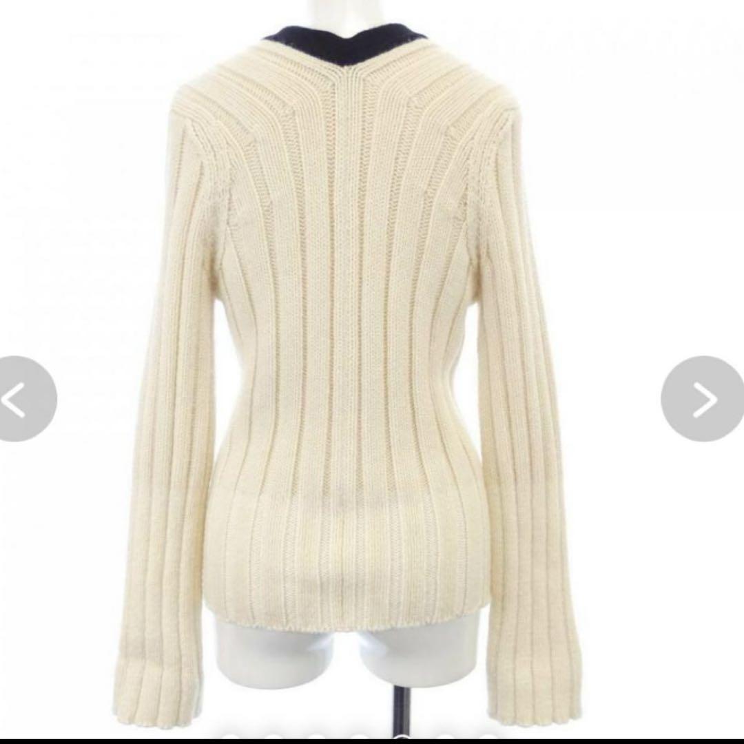 【美品】LOUIS VUITTON 金ボタン　カシミヤ混カーディガン　白色537 美品】LOUIS VUITTON 金ボタン カシミヤ混カーディガン 白色537