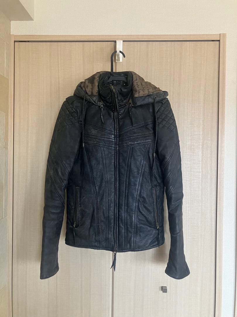 14th Addiction シープスキン レザージャケット ライダー LGB