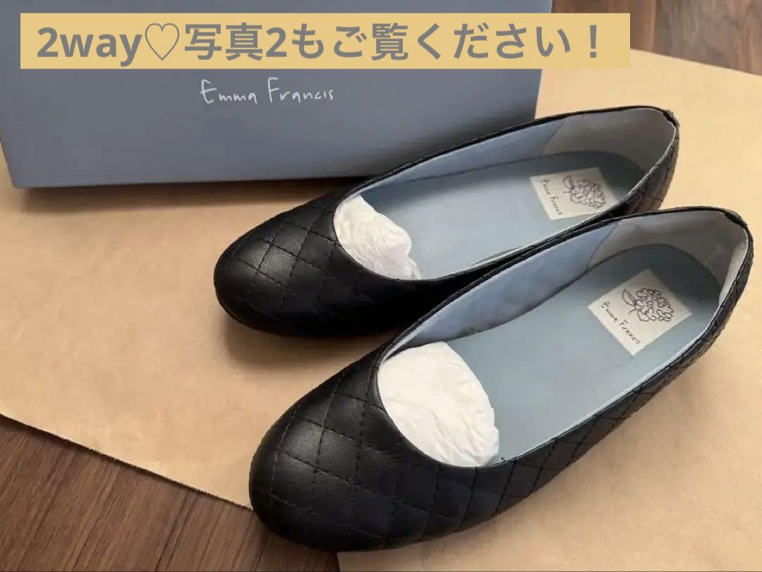 Emma Francis 黒リボン付きフラットシューズ 公式 ストアファッション - 【美品】Emma Francis❤︎ブラック