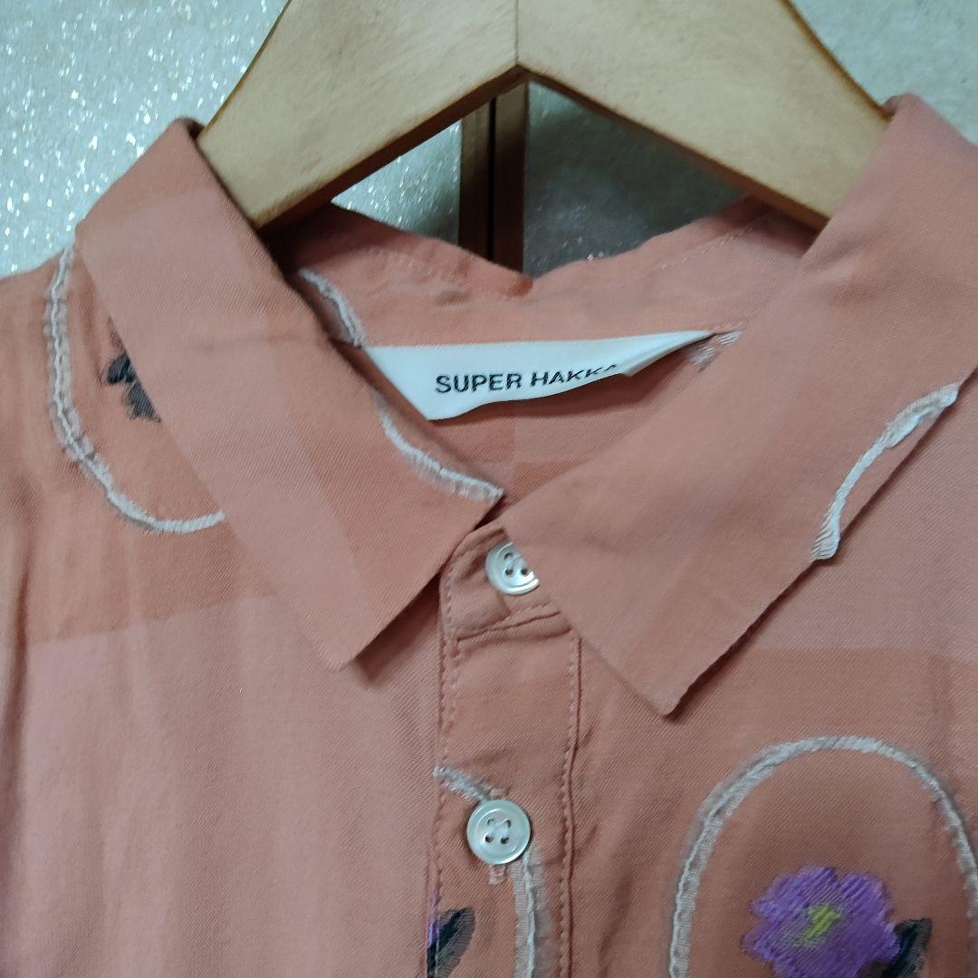 SUPER HAKKA ノースリーブお花刺繍シャツワンピース - メルカリ