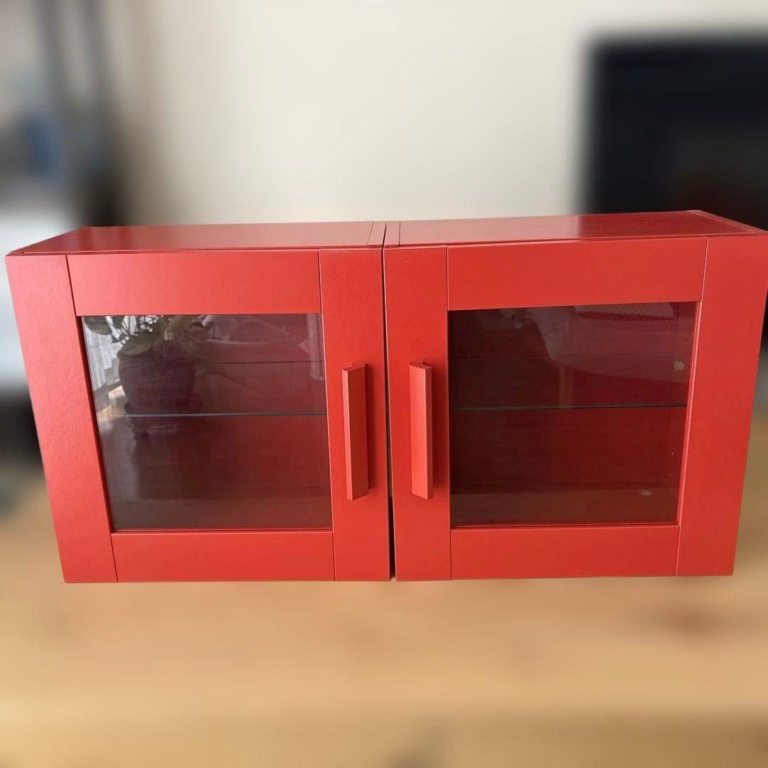 廃盤品 IKEA BRIMNES ブリムネス ウォールキャビネット 赤×2 - メルカリ