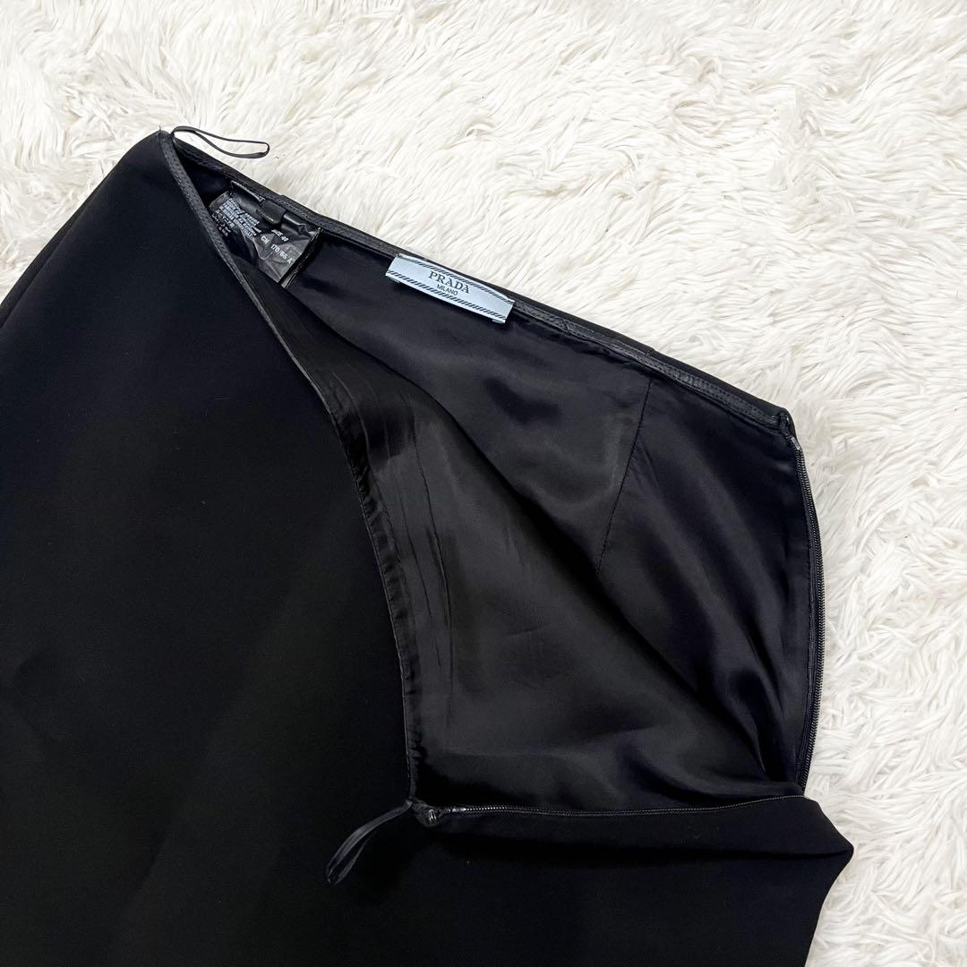 極美品】PRADA プラダ スカート ブラック 40 膝丈 マキシ丈
