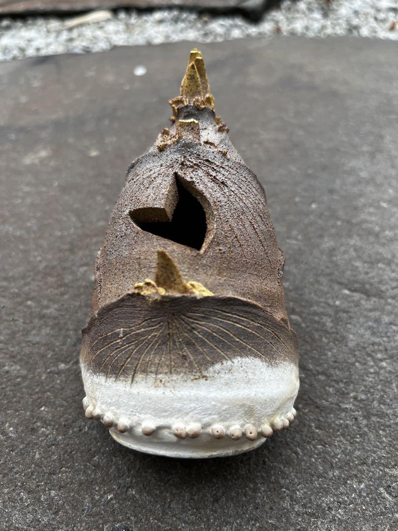 蒲池焼　竹の子　筍　陶器　置物　一輪挿し　細かな欠けあり 蒲池焼 竹の子 筍 陶器 置物 一輪挿し 細かな欠けあり