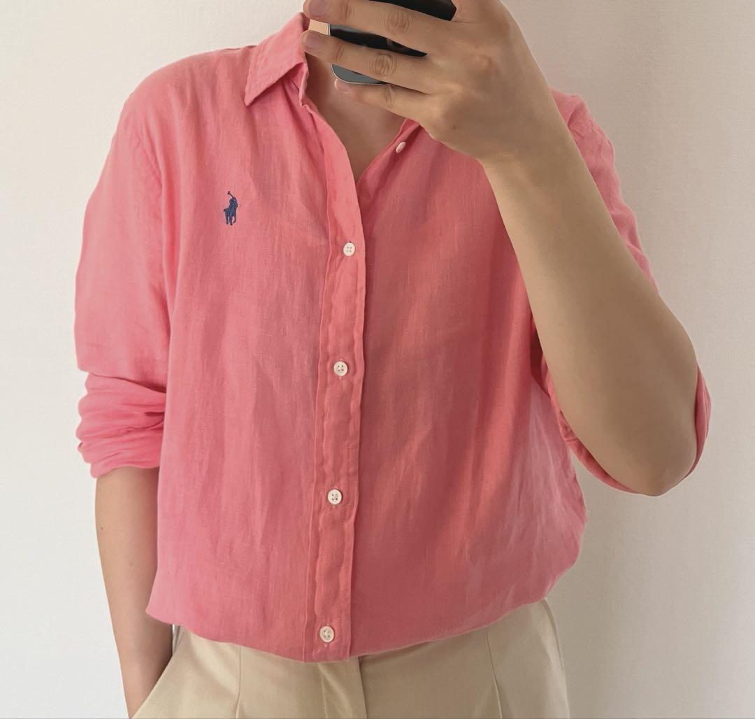 POLO RALPH LAUREN(ポロラルフローレン)：リネンシャツ　ピンク