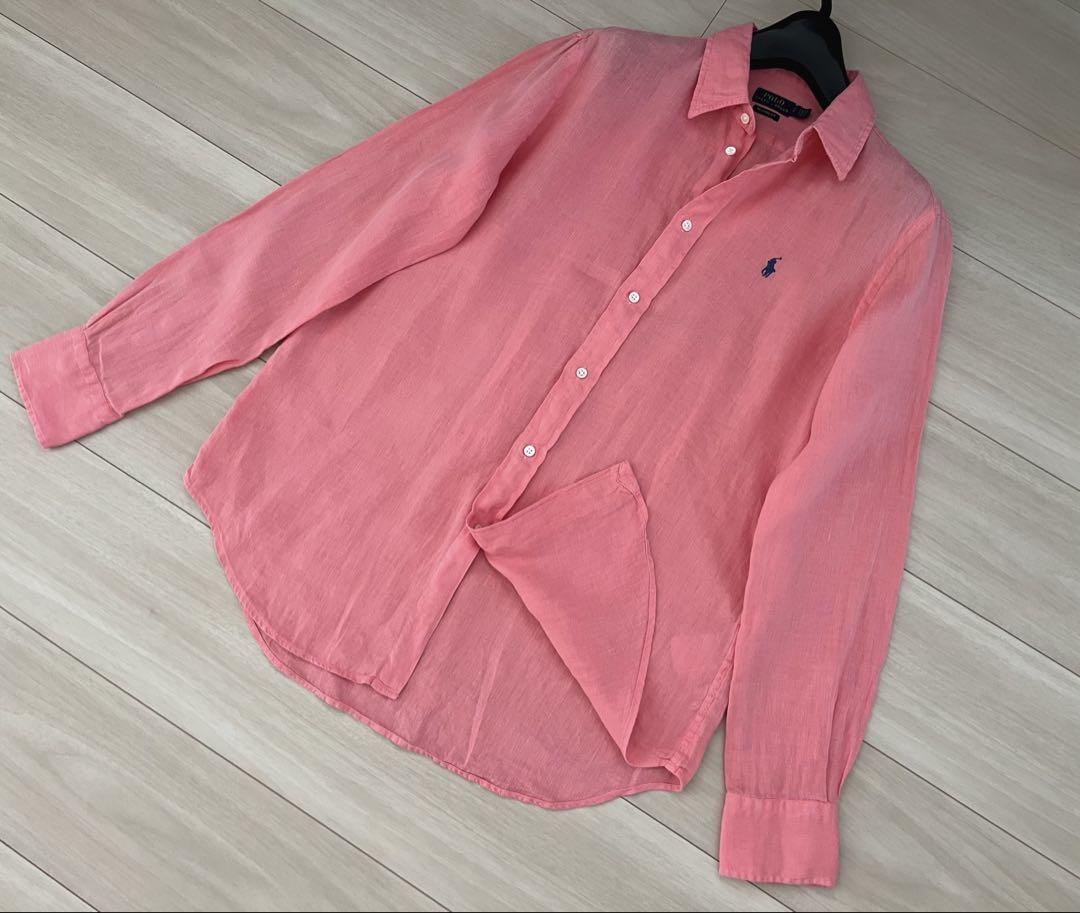 POLO RALPH LAUREN(ポロラルフローレン)：リネンシャツ　ピンク