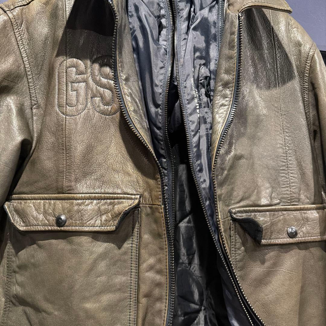 GS刺繍レザージャケット ヴィンテージS