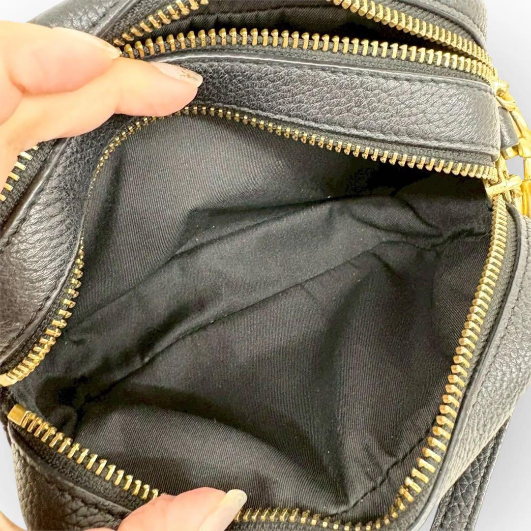 美品✨TORY BURCH レザー ショルダーバッグ 斜め掛け ポシェット 黒