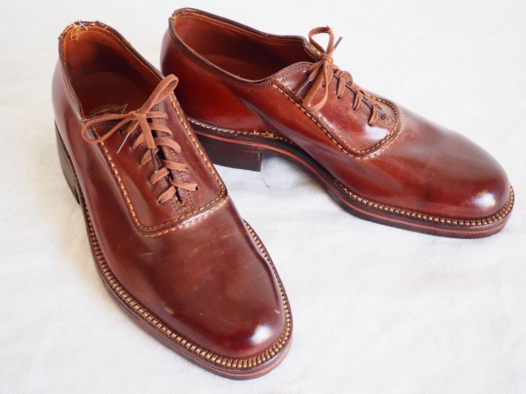 靴 50s Florshim custom cordovan plain toe