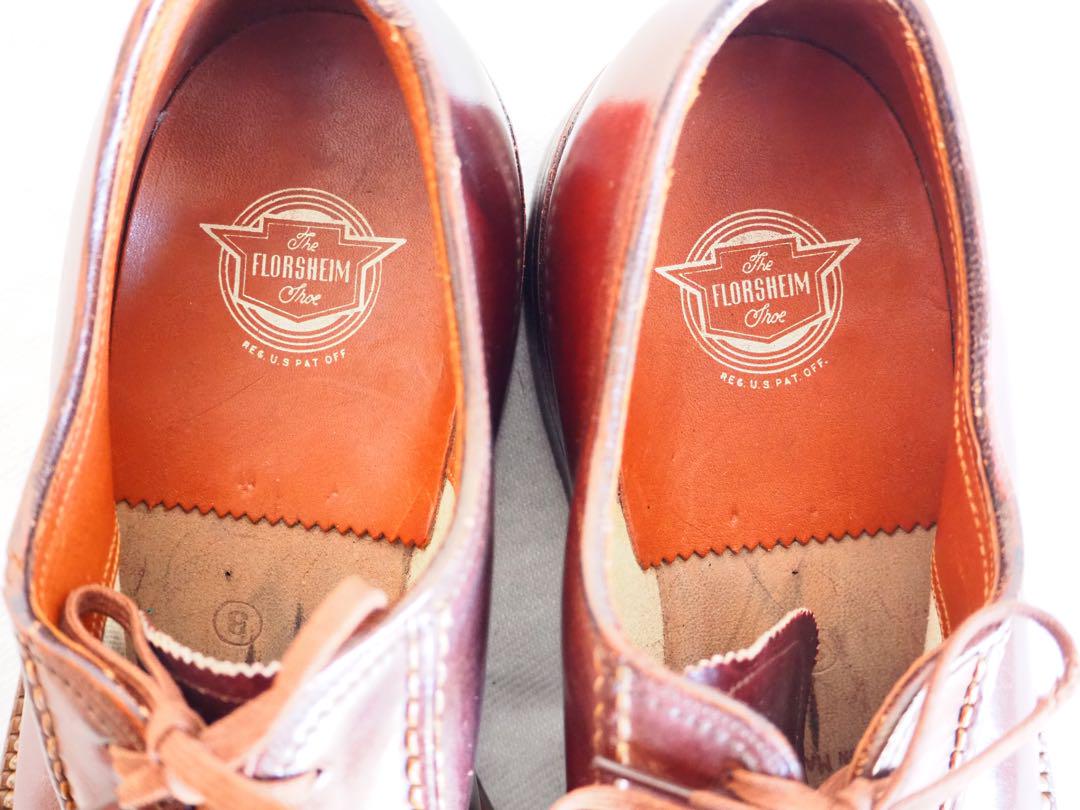 靴 50s Florshim custom cordovan plain toe