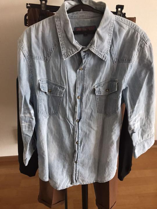 メルカリ デニムシャツ ジージャン メンズ レディース シャツ 半袖 七分袖 秋 ユニクロ 799 中古や未使用のフリマ
