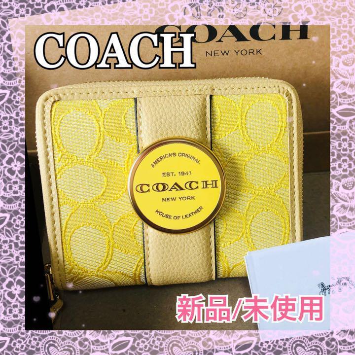 新品/未使用COACHコーチ シグネチャースモールウォレット 二つ折り財布 黄色 新品/未使用COACHコーチ シグネチャースモールウォレット 二つ折り財布 黄色