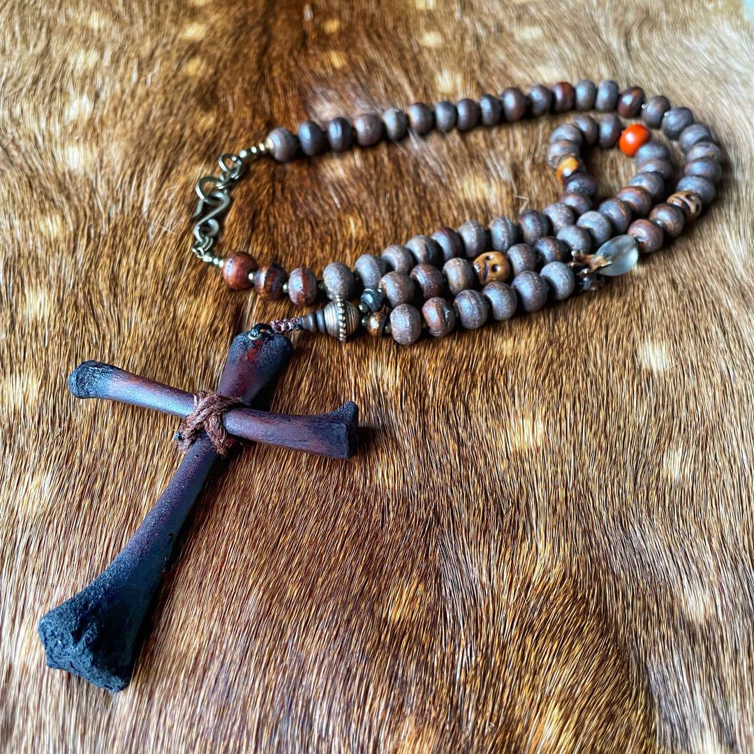 ネックレス・ペンダント fighting cock \"Real bone cross \"necklace