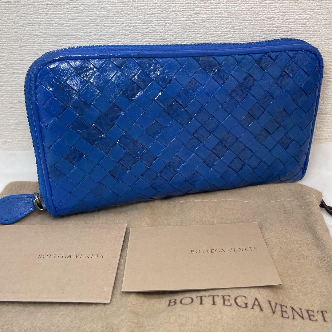 ボッテガヴェネタイントレチャート ラウンドファスナー長財布◆正規品◆USED◆