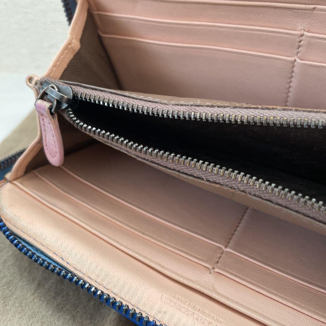 ボッテガヴェネタイントレチャート ラウンドファスナー長財布◆正規品◆USED◆