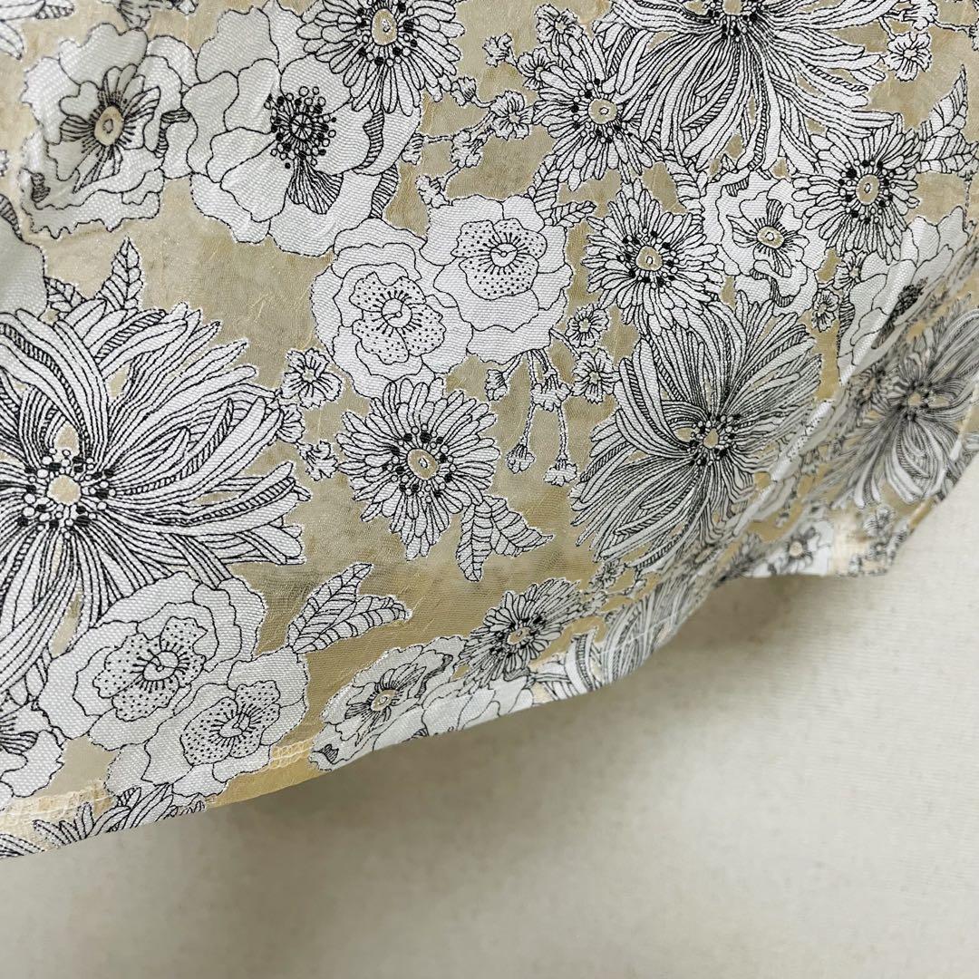 麻 シアー花柄ブラウスチュニック