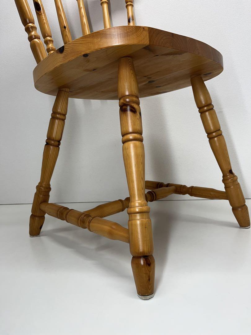 美品 ウインザーチェア カントリーチェア ウィンザーチェア 2脚セット 座面高44cm 天然木 カントリー調