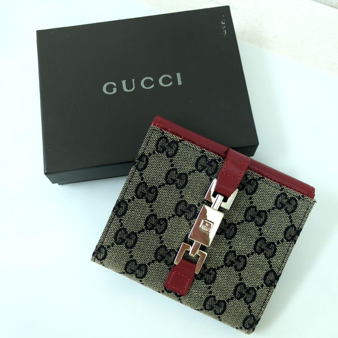 GUCCI グッチ GG Wホック 折り財布 ジャッキー キャンバス イタリア製