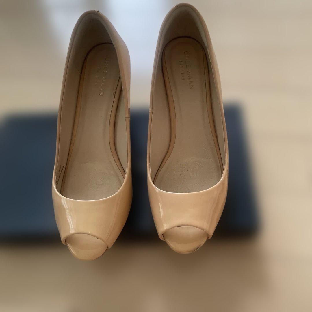 Cole Haan ベージュ オープントゥヒール 約8cm レディースパンプス Cole Haan ベージュ オープントゥパンプス 22.5〜23サイズ