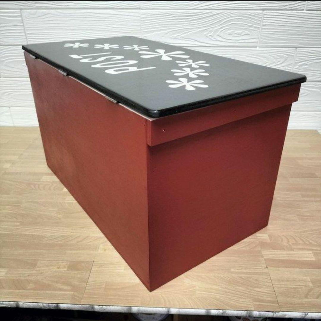 112《宅配BOX》大型ポスト　りんごBOX 収納 置き配 木箱  おしゃれ