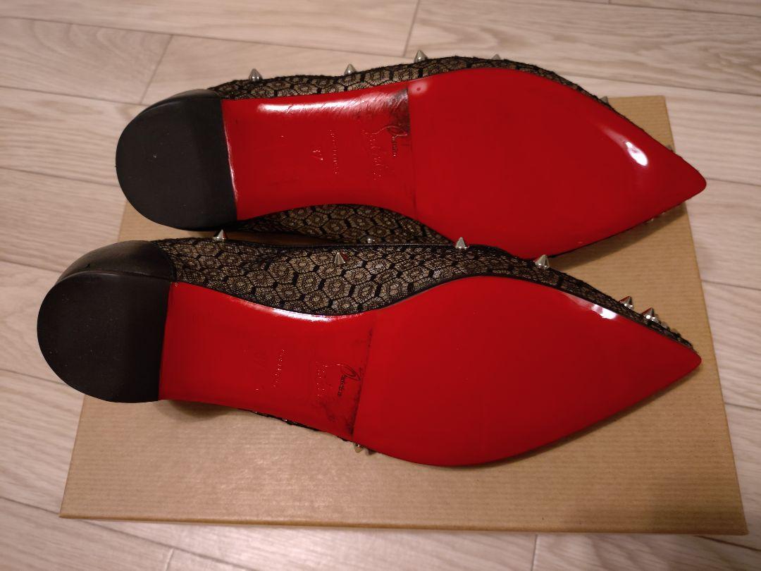 ■Christian Louboutin■ジェーンスパイクデニムバレエフラット Christian Louboutin スパイク付きフラットシューズ37 - メルカリ