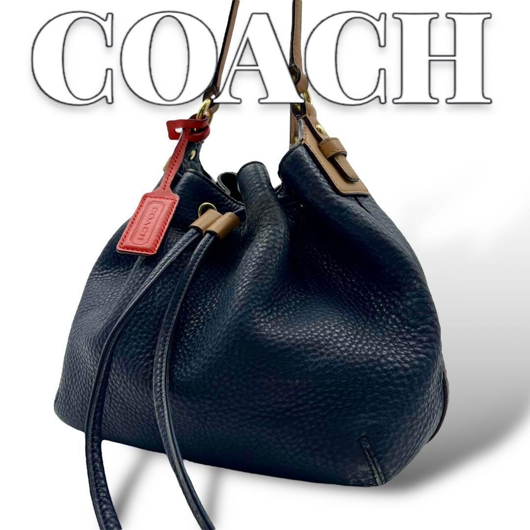 COACH 巾着 ネイビー レディース ショルダーバッグ 8832