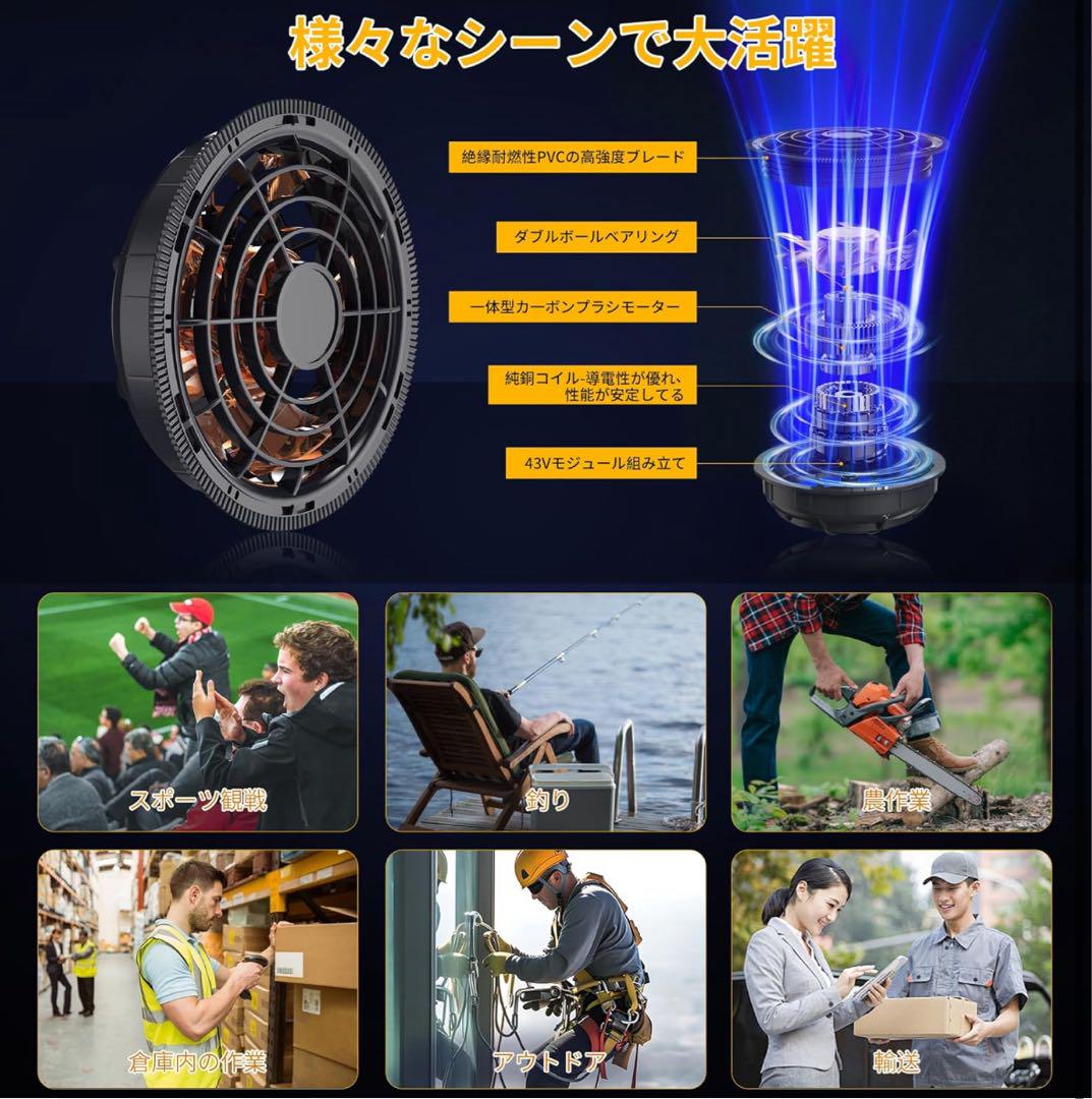 ファンバッテリーセット 空調作業服 空調服 熱中症対策 大容量 急速充電