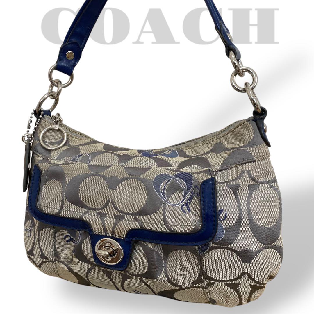 COACH シグネチャー ワンショルダーバッグ F18756 グレー×ブルー