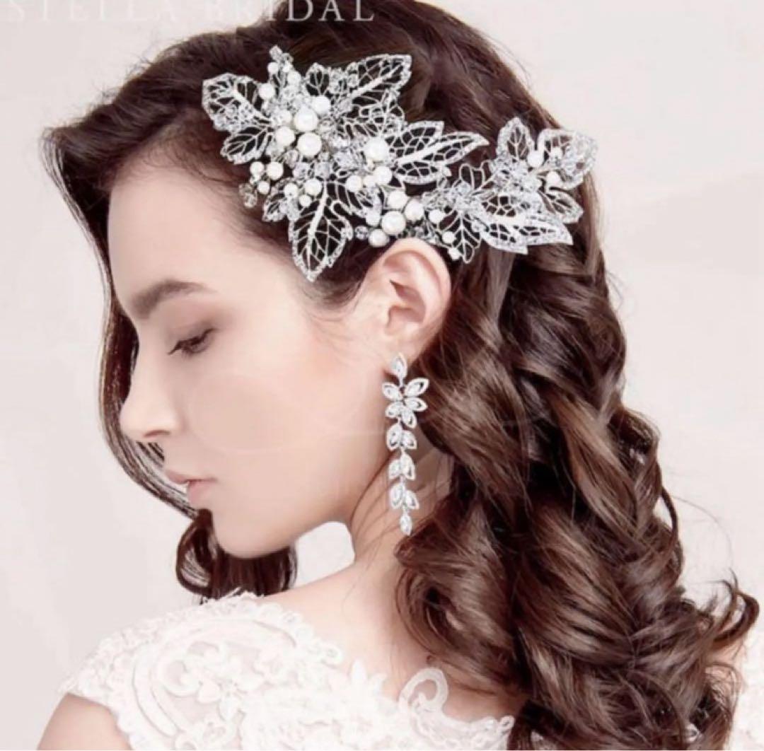 STELLA BRIDAL スワロフスキー ヘッドドレス ゼクシィ掲載＊【受注生産品】スワロフスキー＆シェルフラワーの