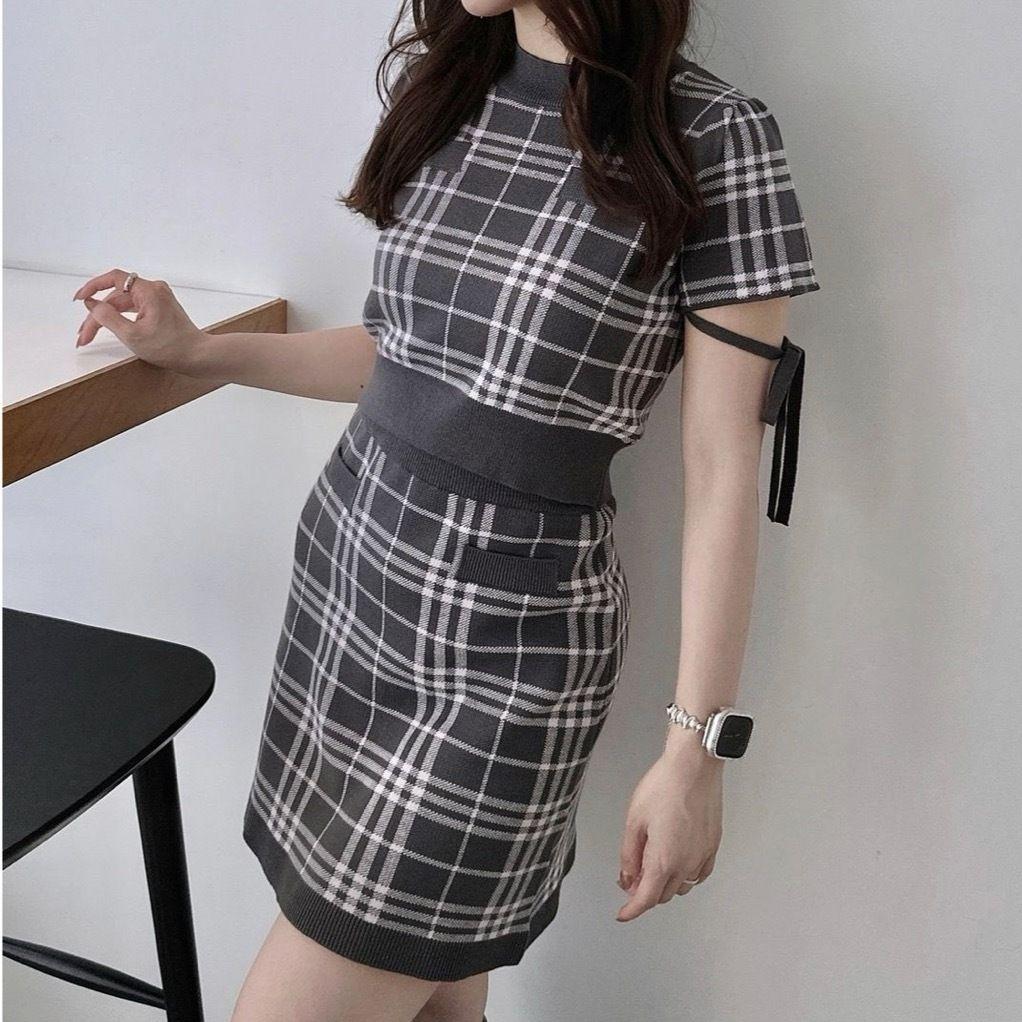 チェックニットセットアップ♡ANG-044ワンピース
