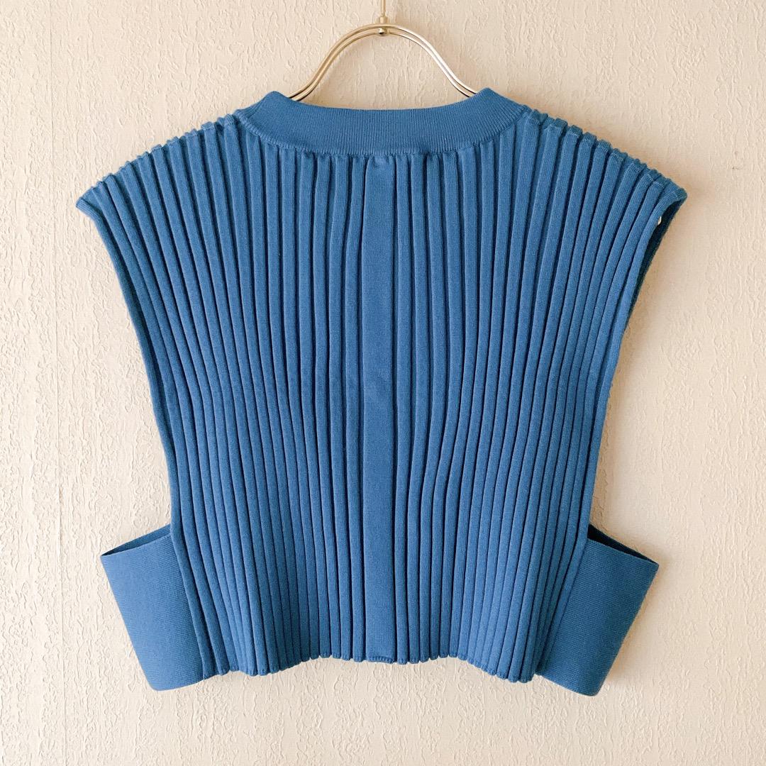 未使用◆HYKE WIDE RIBBED CROPPED VESハイクベストジレ