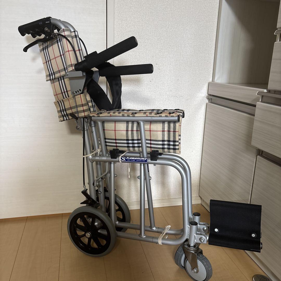 KAWAMURA KA-3 介助用車椅子 ベージュ・チェック柄