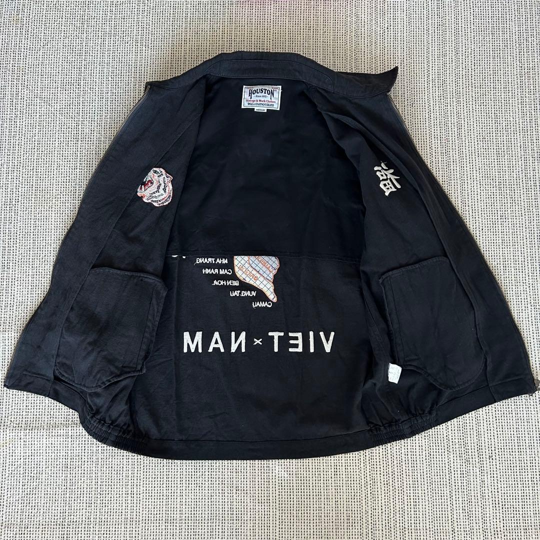 ヒューストン ベトジャン ブルゾン 黒 虎 ベトナム 刺繍 Mサイズ