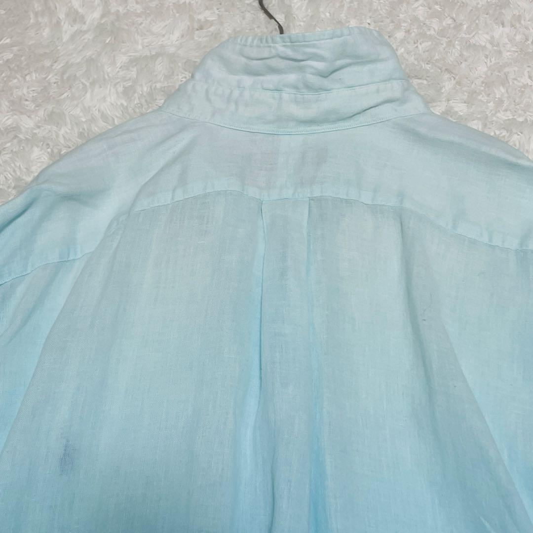 希少✨XL ラルフローレン 麻 リネン グラデーション長袖BDシャツ 青 希少✨XL ラルフローレン 麻 リネン グラデーション長袖BDシャツ 青