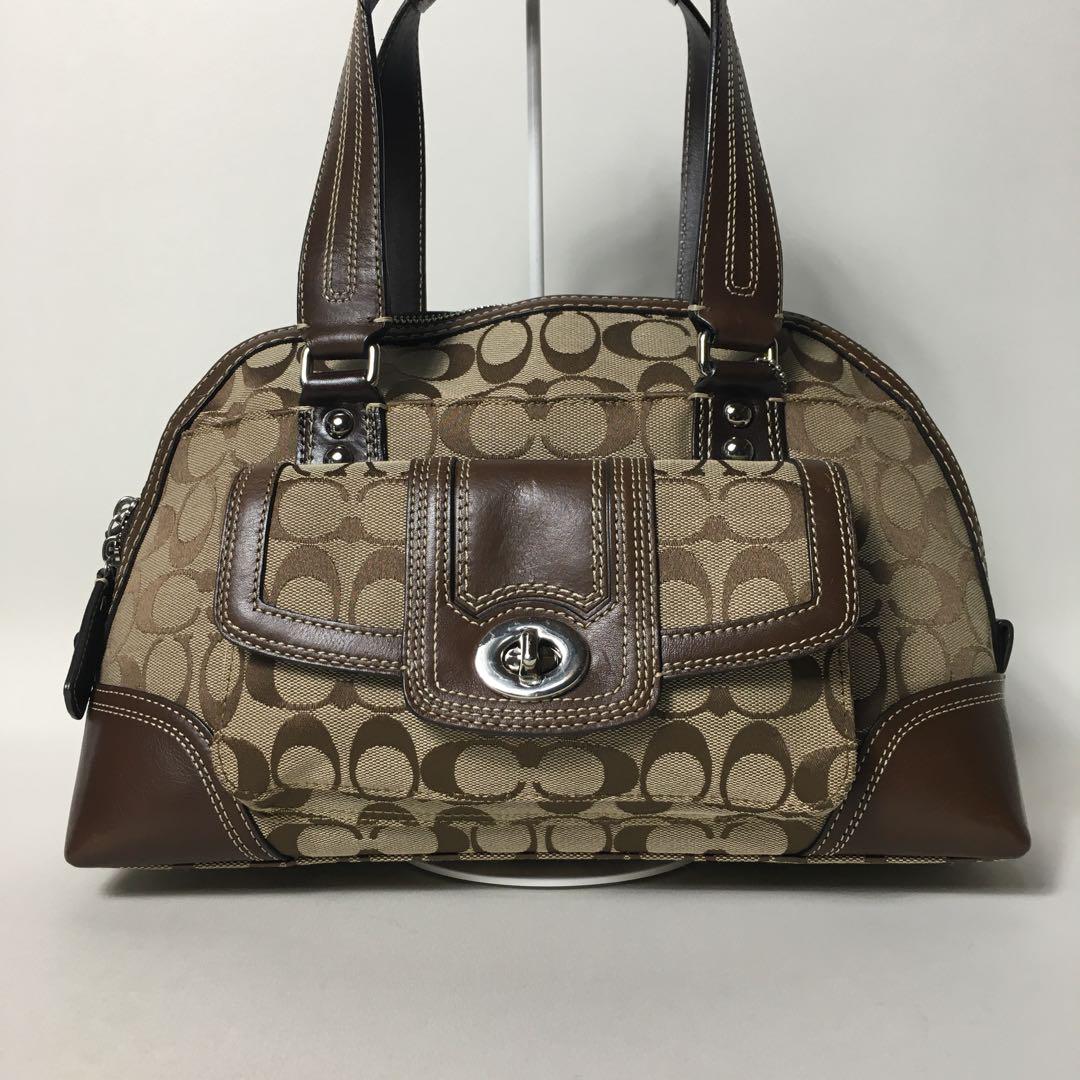 2503-204｜美品｜コーチ ハンドバッグ ブラック ターンロック 馬車柄 2503-204｜美品｜コーチ ハンドバッグ ブラック ターンロック 馬車柄