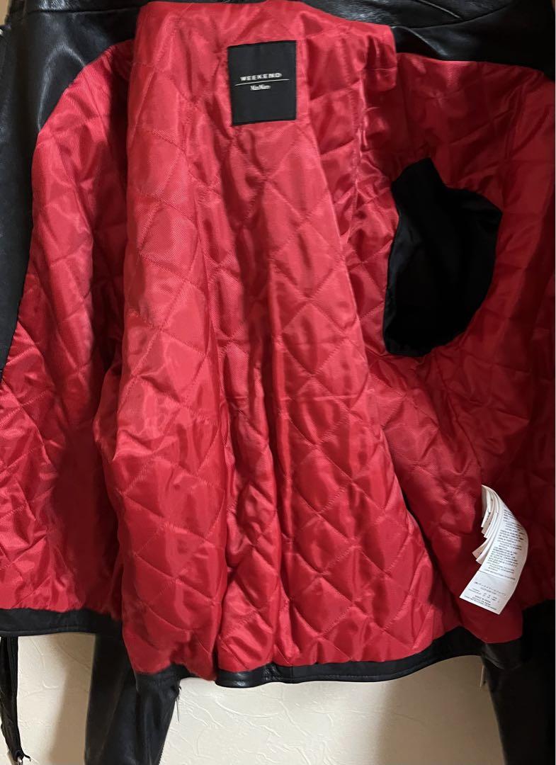 MaxMara WEEKENDレザーシングルライダースジャケット 黒