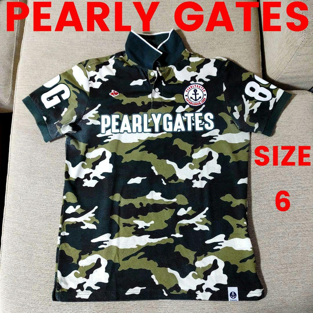 【値下げ】 PEARLY GATES ☆パーリーゲイツポロシャツ☆サイズ6☆迷彩柄 トップス
