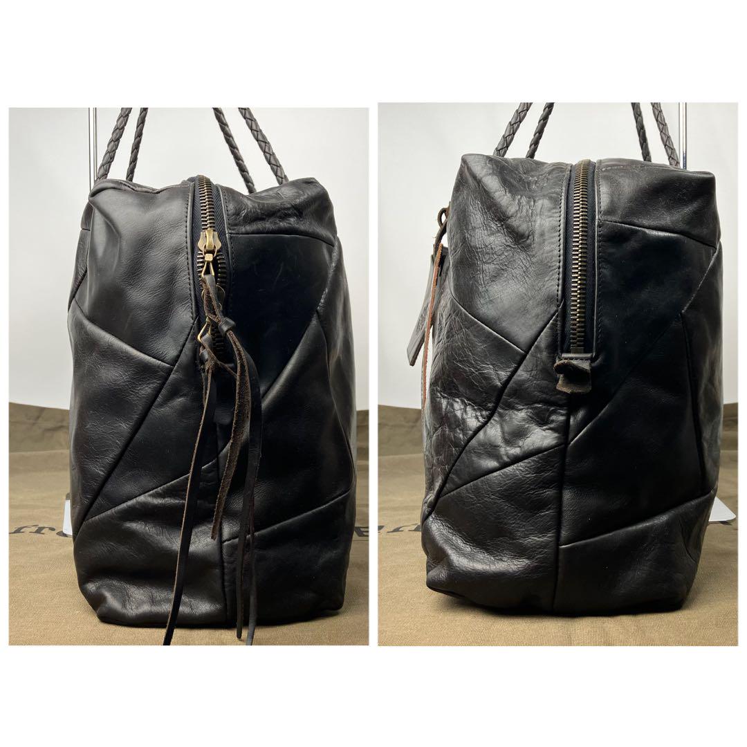 【未使用級】アルフレッドバニスター　オールレザー　パッチワーク　ボストン　黒希少